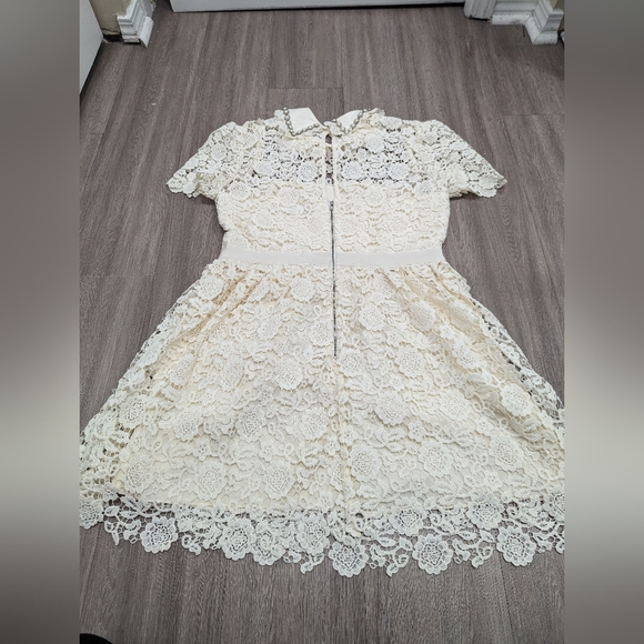 Self Portrait Ivory Guipure Mini Dress US 10 - Picture 12 of 14